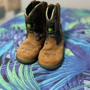 John Deere Kids Tan and Black Boots